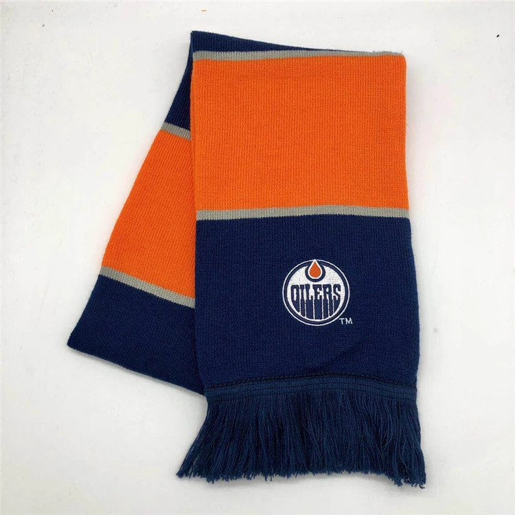 Wholesale Customized Logo Football Acrylic Knitted Fans Scarf Sport Team Decorative Custom Winter Scarf