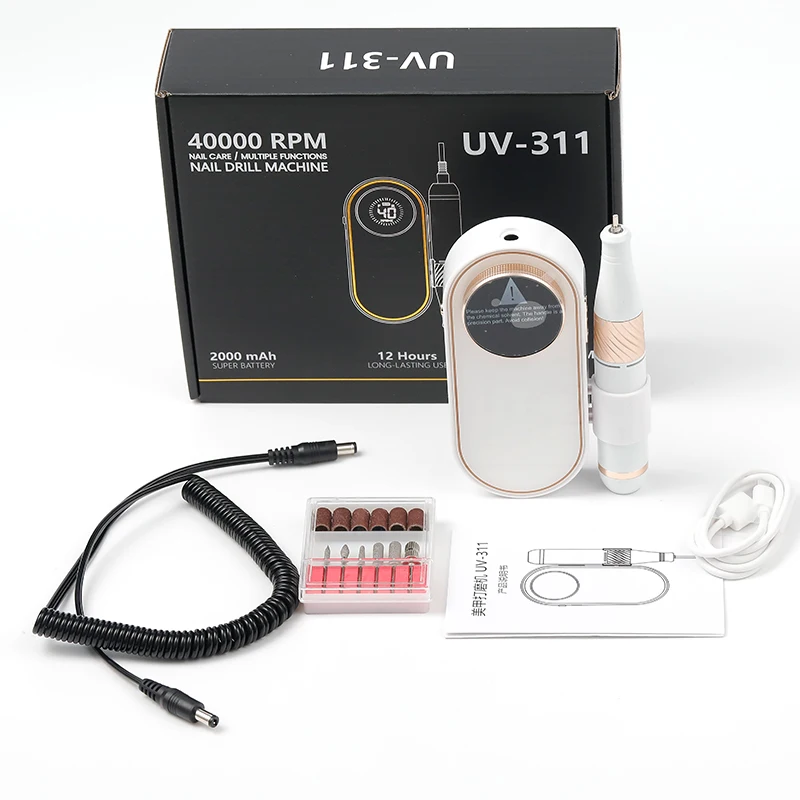 New Nail Drill Machine Handpiece Custom Logo Pink White Black 12Hours Worktime Type C Charge Nail Drill Machine Made in Japan