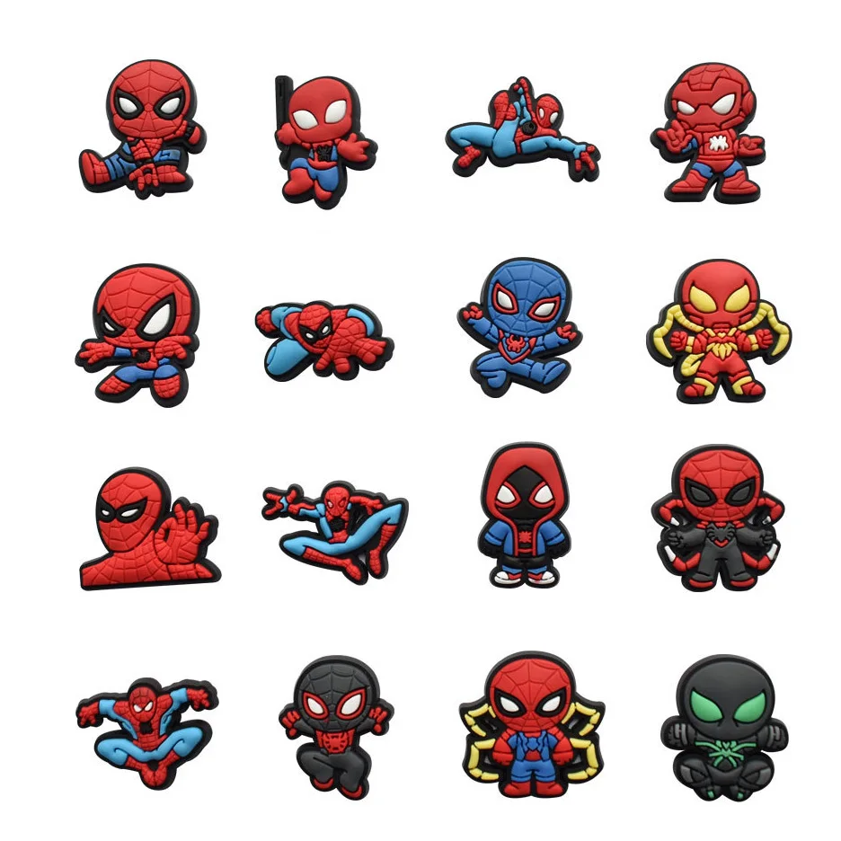 Popular Cartoon Cool Anime Marvel Spider Man Charms 2D DIY Soft PVC Shoes Decoration Bags Clog Charms Accessories Wholesale