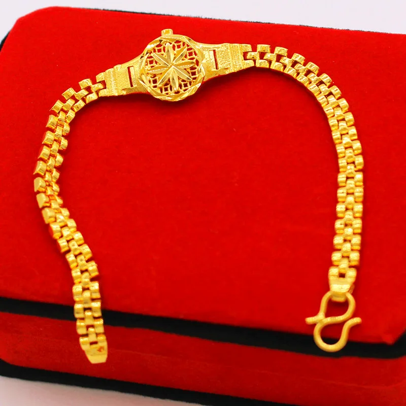 Dubai Jewelry  Sha Jin Fu Fa Cai Word Watch Chain Female Fashion Wild Street Shooting Gold Plated Copper Jewelry