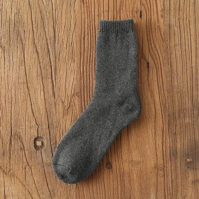 Wholesale Wool Towel Fluffy Warm Socks Winter Thick Warm Pure Color Soft Comfortable Fashion Crew Men Wool Socks