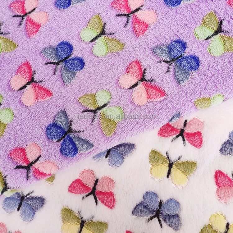 
Wholesale Medium Types Colorful Butterfly Pattern Double Side Flannel Coral Fleece Blanket Fabric By The Yard 