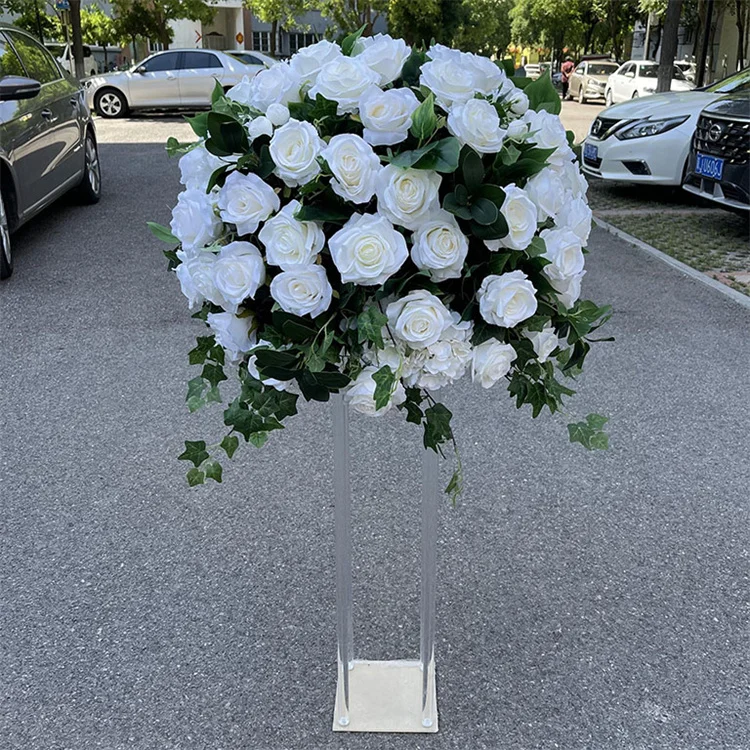 IFG wholesale large wedding ivory flowers 60cm kissing flower ball for wedding centerpiece