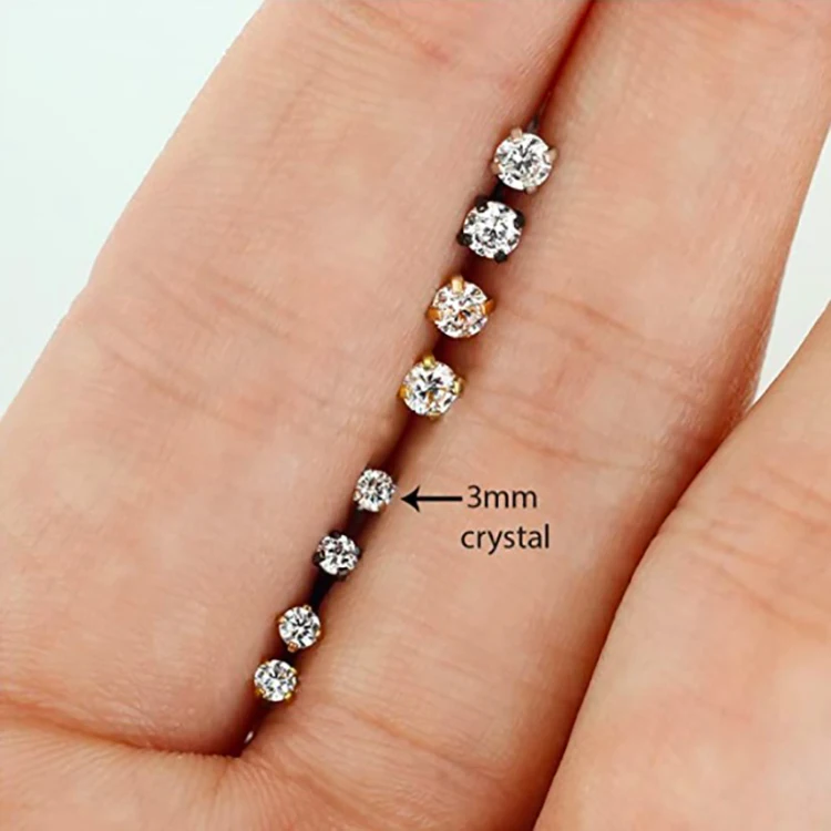 simple custom zircon internally threaded flat back earrings tragus labret piercing stud
