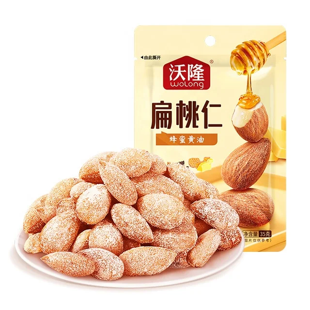 Wolong 35g  snack nut package  flavored mixed nuts snacks, roasted nut of almond, honey and butter