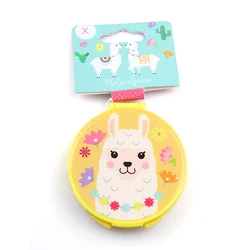 Kids pocket cute alpaca pattern yellow mirror girls makeup mini mirror  wholesale
