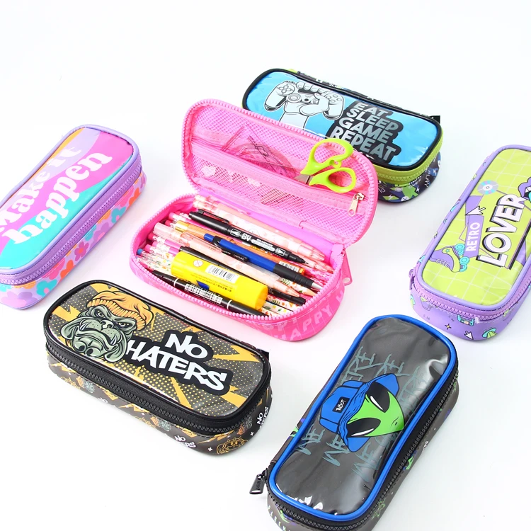 Wholesale School Stationary Waterproof Cute Kawaii Kids Pencil Case Pouch Estuche Para Lapices Custom Pencils Pencil Bag