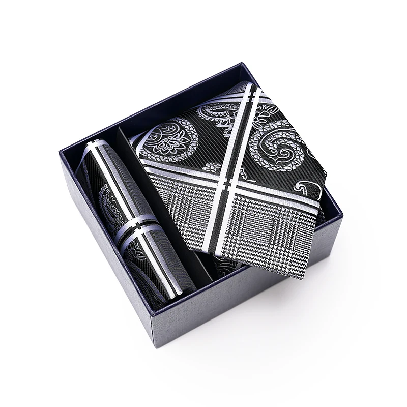 Wedding Gift Mens Ties and Pocket Square Sets Yellow and Purple with Brand Name