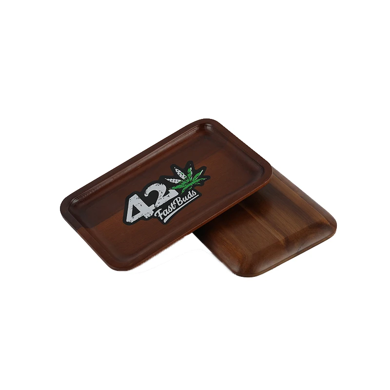 Wholesale Custom Logo Acacia Wood Beach Wood Smoking Tobacco  Serving Rolling Cigarette Wood Rolling Tray