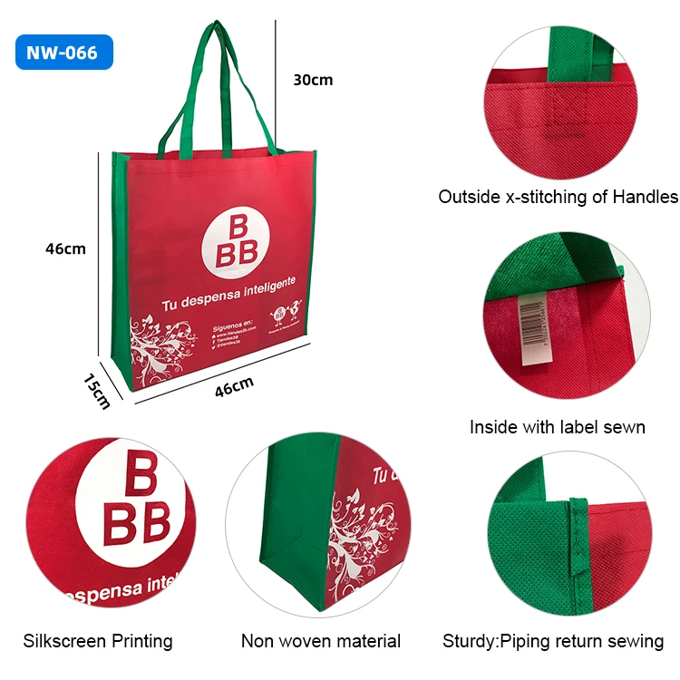 Custom  Promotional Reusable Eco Supermarket Shopping Bag Foldable Non Woven for Grocery
