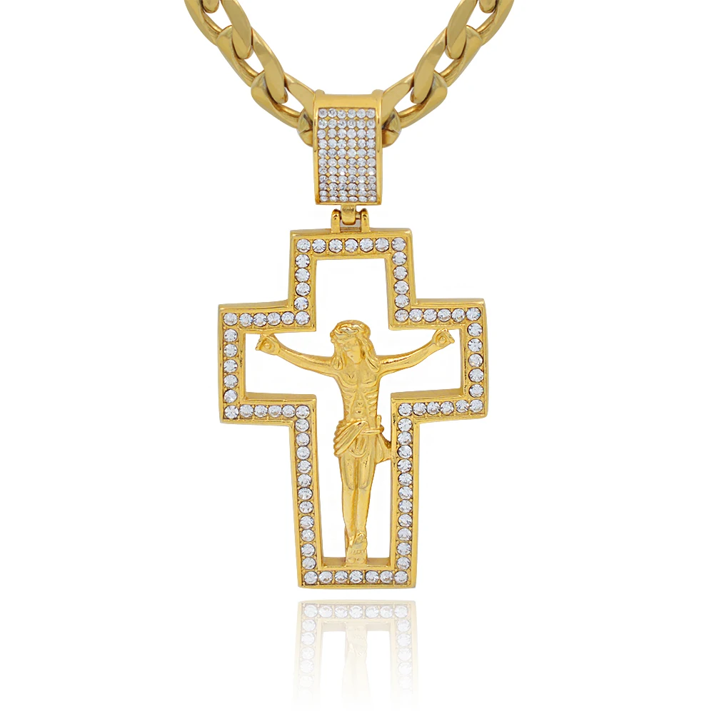 Wholesale Crucifixion Figure Diamond Orthodox Religion Archbishop Cross Pendant