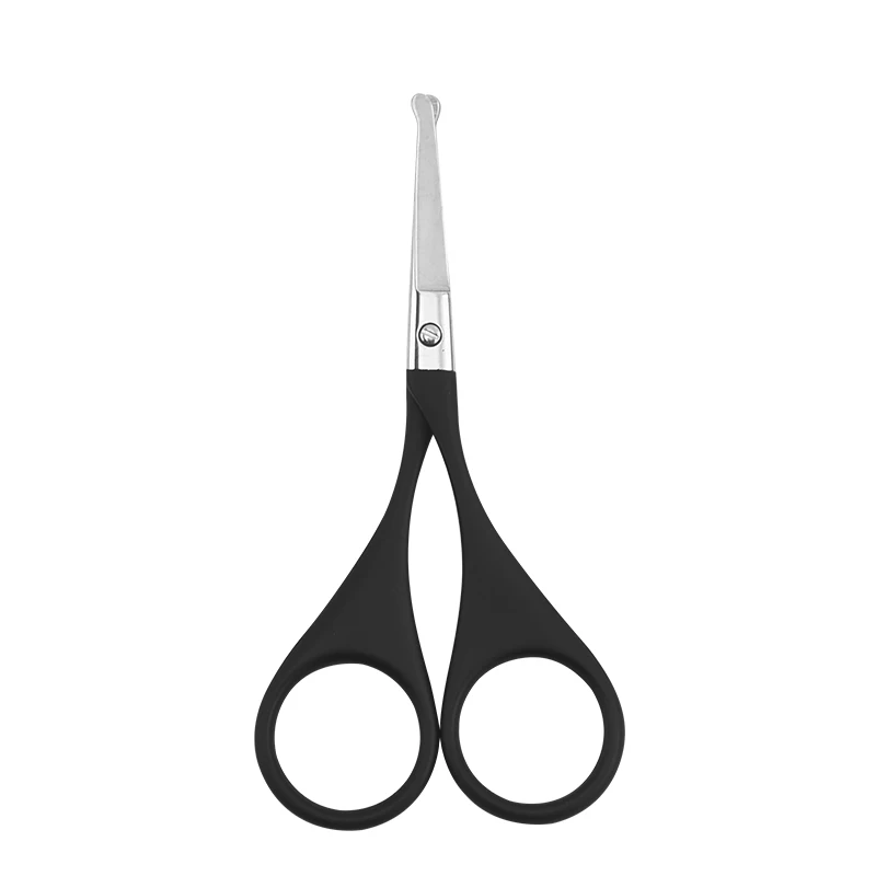 Best Selling Stainless Steel Facial Hair Scissors with Black Painted Handle Straight Blade with Round Tip for Nose Hair Trimming