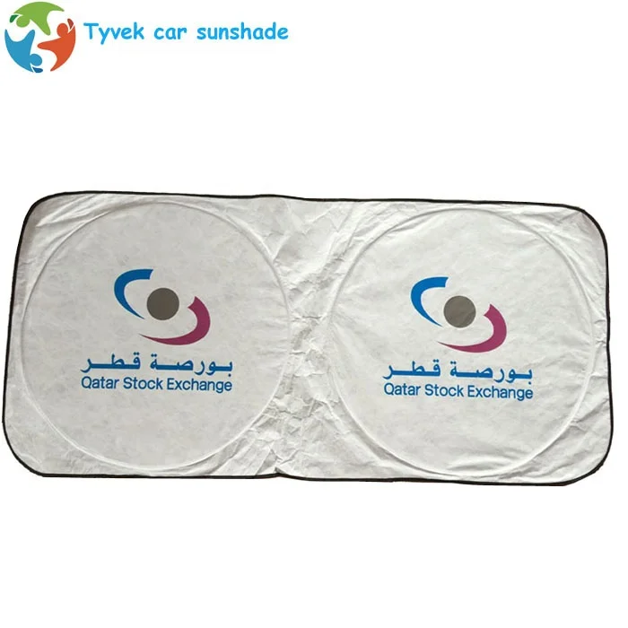 Personalized tyvek car windshield sunshade in white color