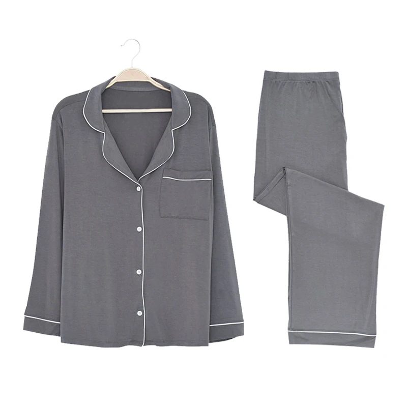 Wholesale Custom Women Clothes Long Sleeve Bamboo Pajamas 2pcs Sleepwear Woman Pajamas Set