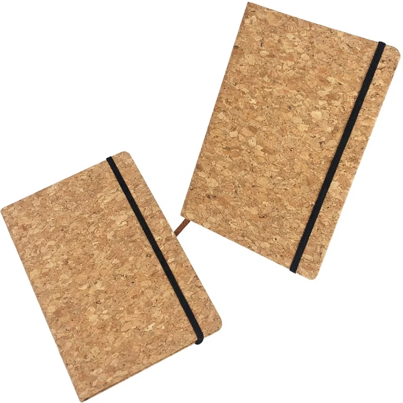 New Arrival Free Sample  A5  Size Cork Notebook With Elastic Band Eco Friendly Durable PU  Journary Diary