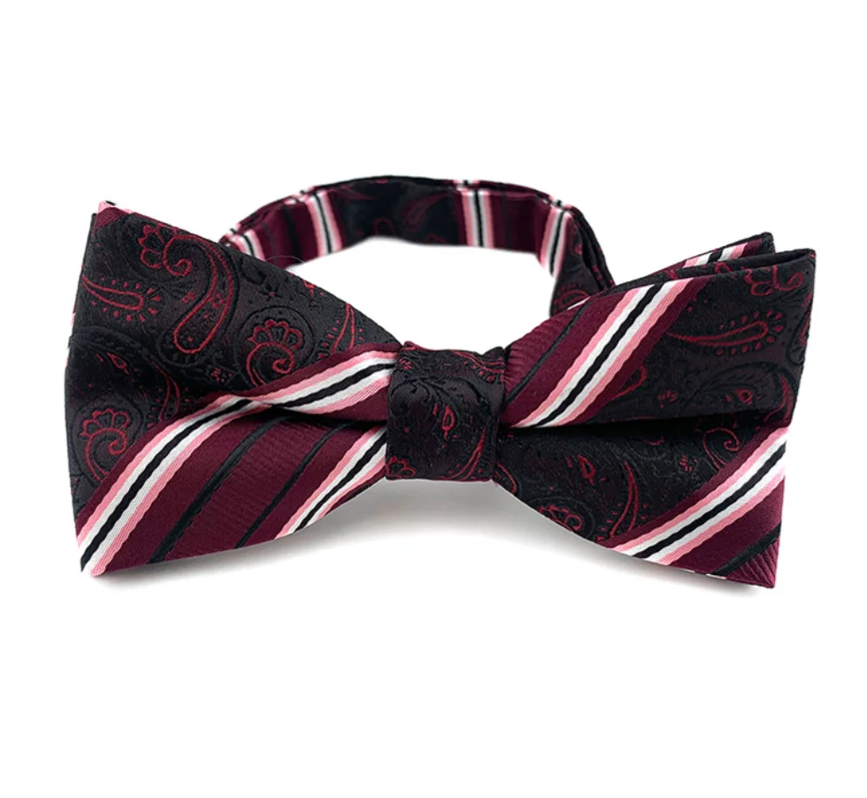 Hot Sales Luxury Paisley Bow tie Custom Jacquard Woven Polyester Lattice Bow ties For Men