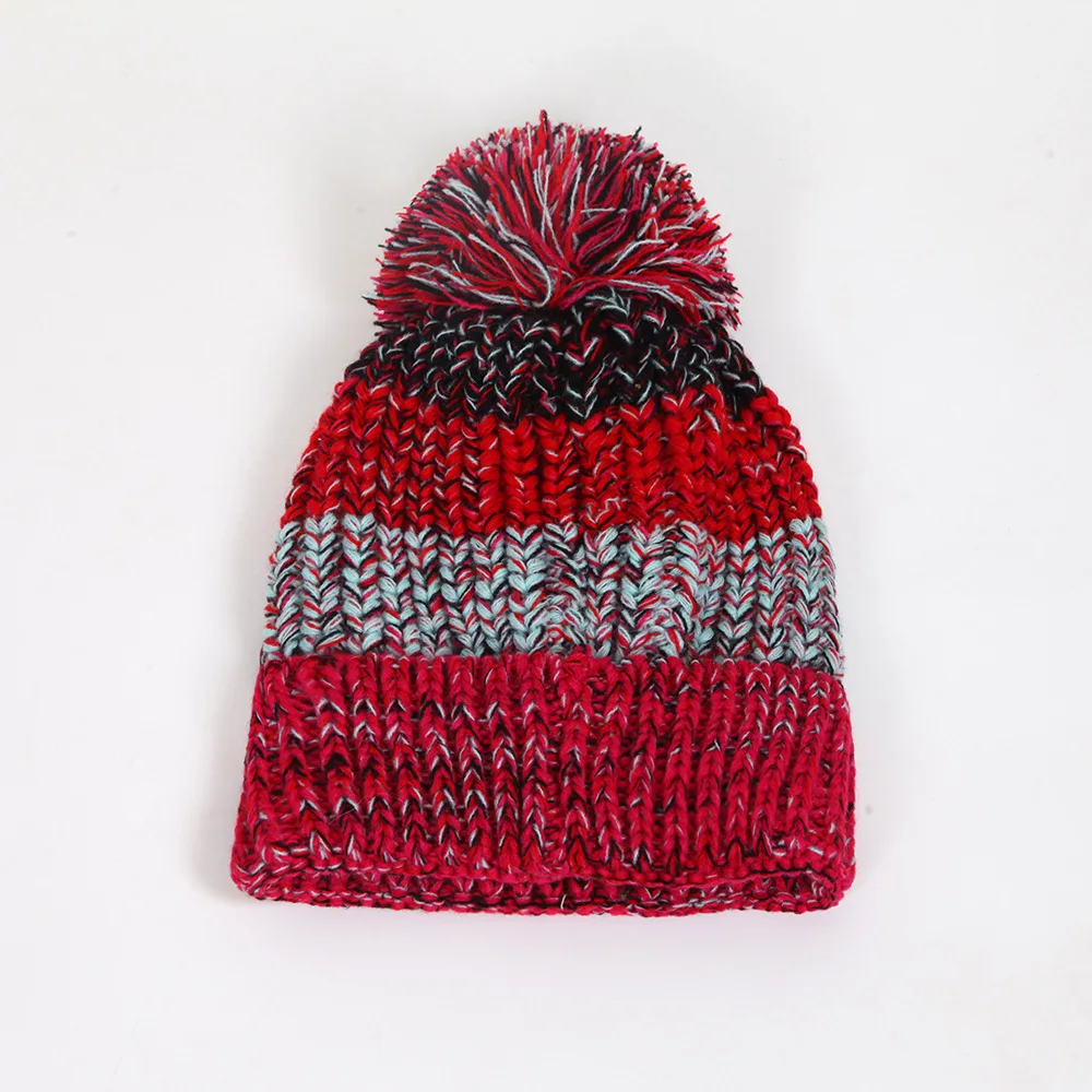 Rainbow autumn winter knitted woolen custom logo print embroidered acrylic assorted Color wholesale unisex Warm cuffed Beanies