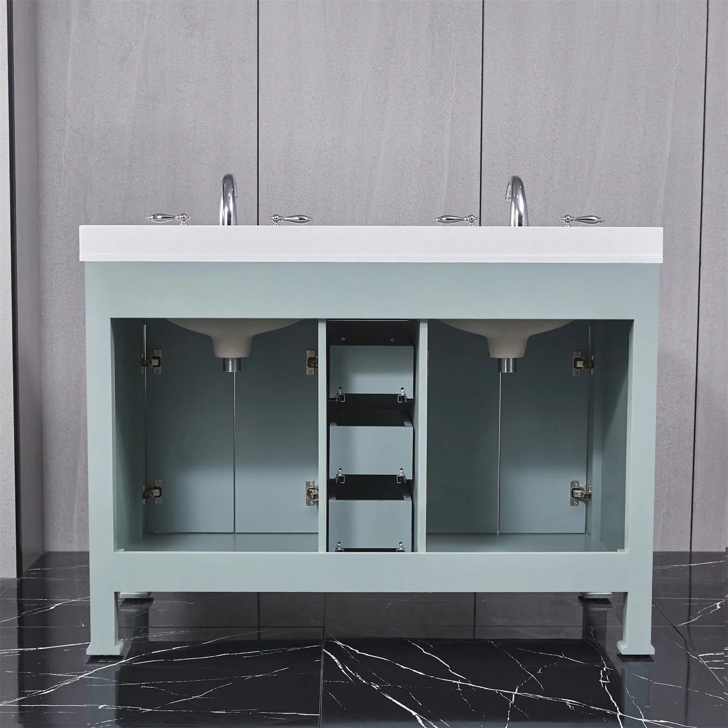 Floor standing mdf bathroom vanity for hotel bathroom with waterproof mirror cabinet and wash basin