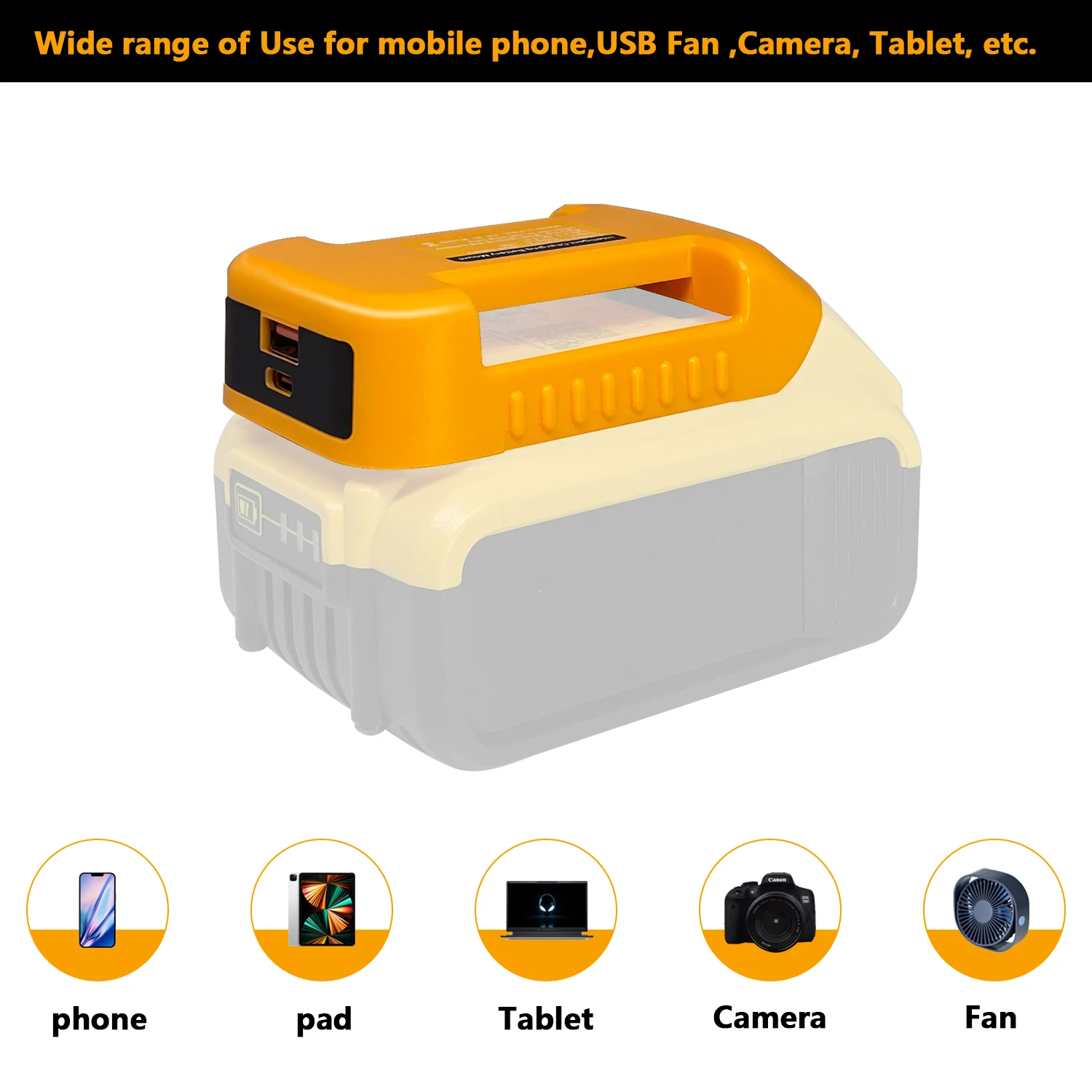 Factory Battery charging adapter with USB quick charger USB C port for Dewalt 20V 60V battery mount charger adapter