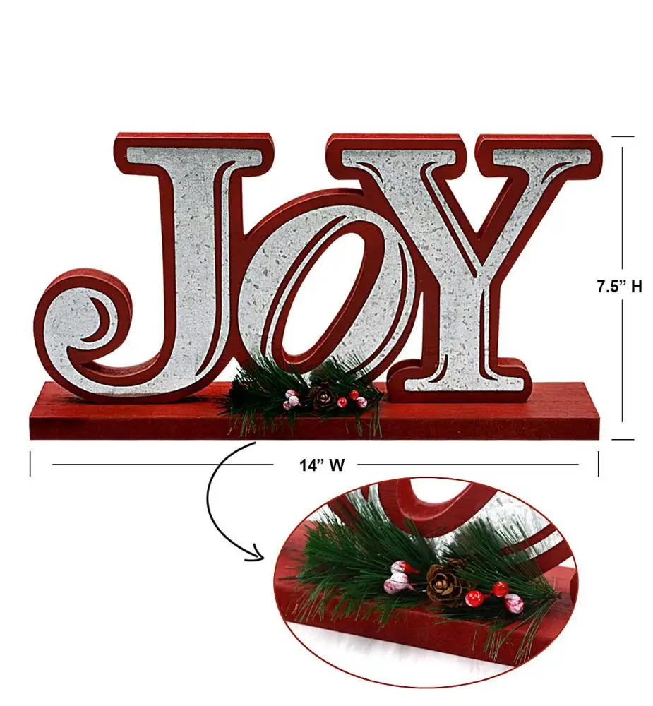 Galvanized Christmas Joy Wooden Tabletop Display Decorative Word Signs