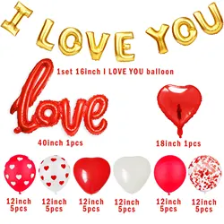 2022 Red I Love you valentines day gifts for women saint valentines day banner decorations gift foil Love you balloons set