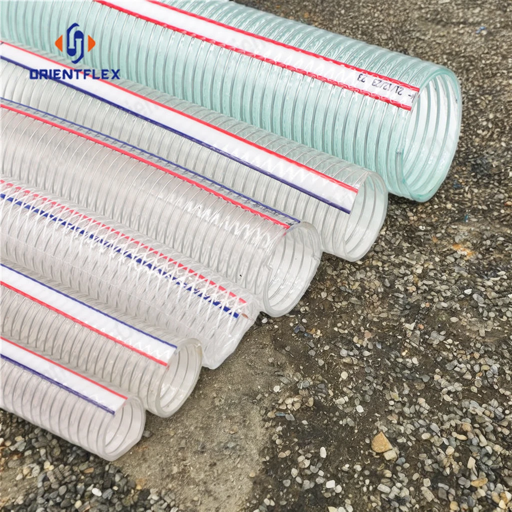32mm 4 Inch PVC Spiral Stainless Steel Flexible Spring Reinforced Hose Pipe 100m Length SGS Standard for Water Application