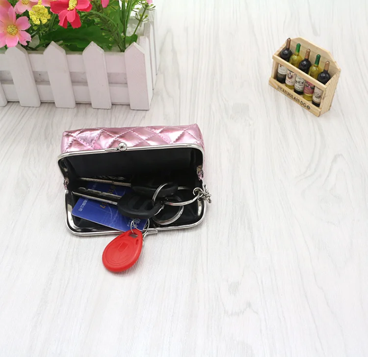 Wholesale PU Lingge Mini Coin Purse Ladies Buckle Coin Coin Purse