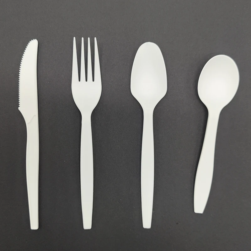 PLA/CPLA compostable disposable plastic fork knife spoon 100%biodegradable cutlery sets Soup Spoon For Travel or Restaurant
