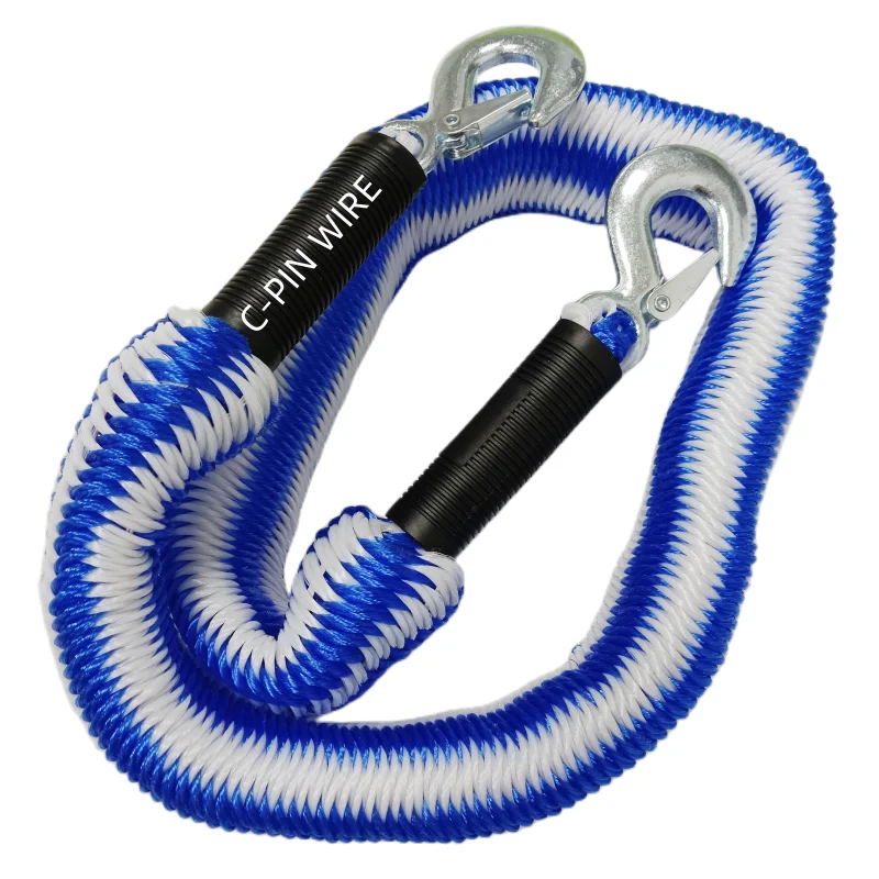 C-PIN tow rope Heavy duty steel hook trailer rope Stretchable twist Trailer breakaway rope For Emergency rescue elastic