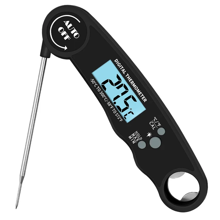 Waterproof Digital Instant Read Meat Food Thermometer with Folding Probe Backlight Calibration Function for Cooking BBQ