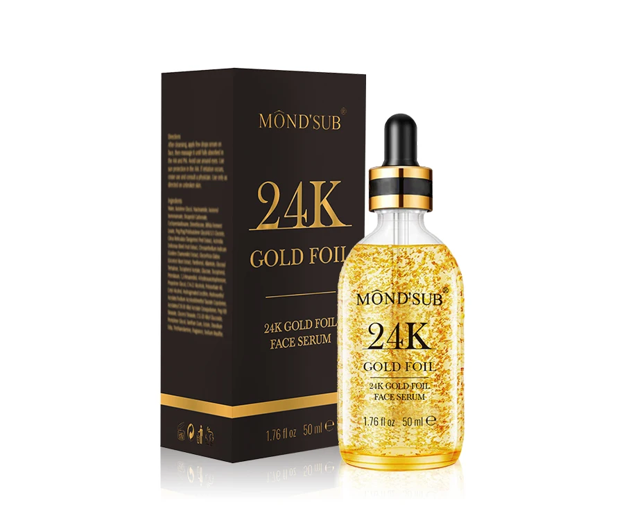 Private Label Skin Care Whitening Essence Oil Vitamin C Facial Serum Anti-aging Serum 24K Gold Hyaluronic Acid Face Serum