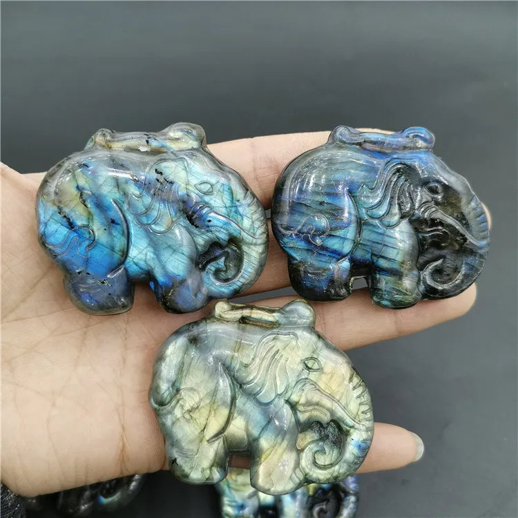 Природный драгоценный камень резной в виде животного кварц лабрадорит слон используемый для дукторов и