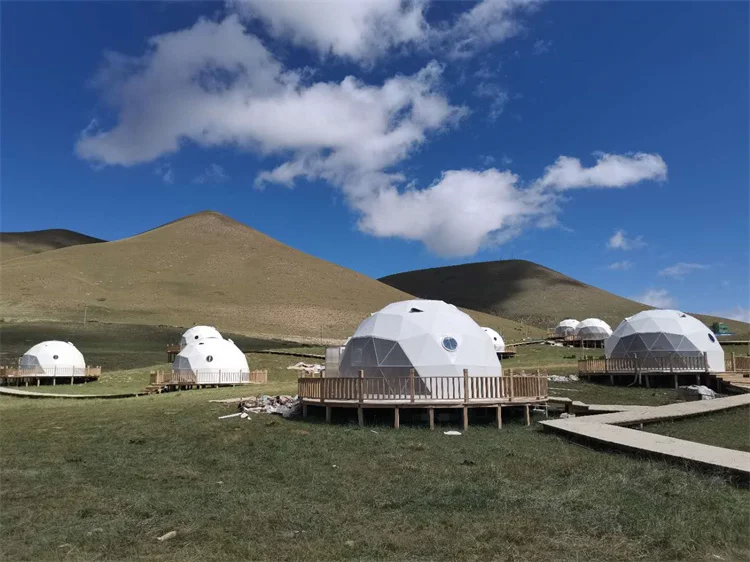 2024 Most Popular Big Space Weather Resistant Color Custom Tent Geodesic Domes for Glamping Recreation Hotel Rental