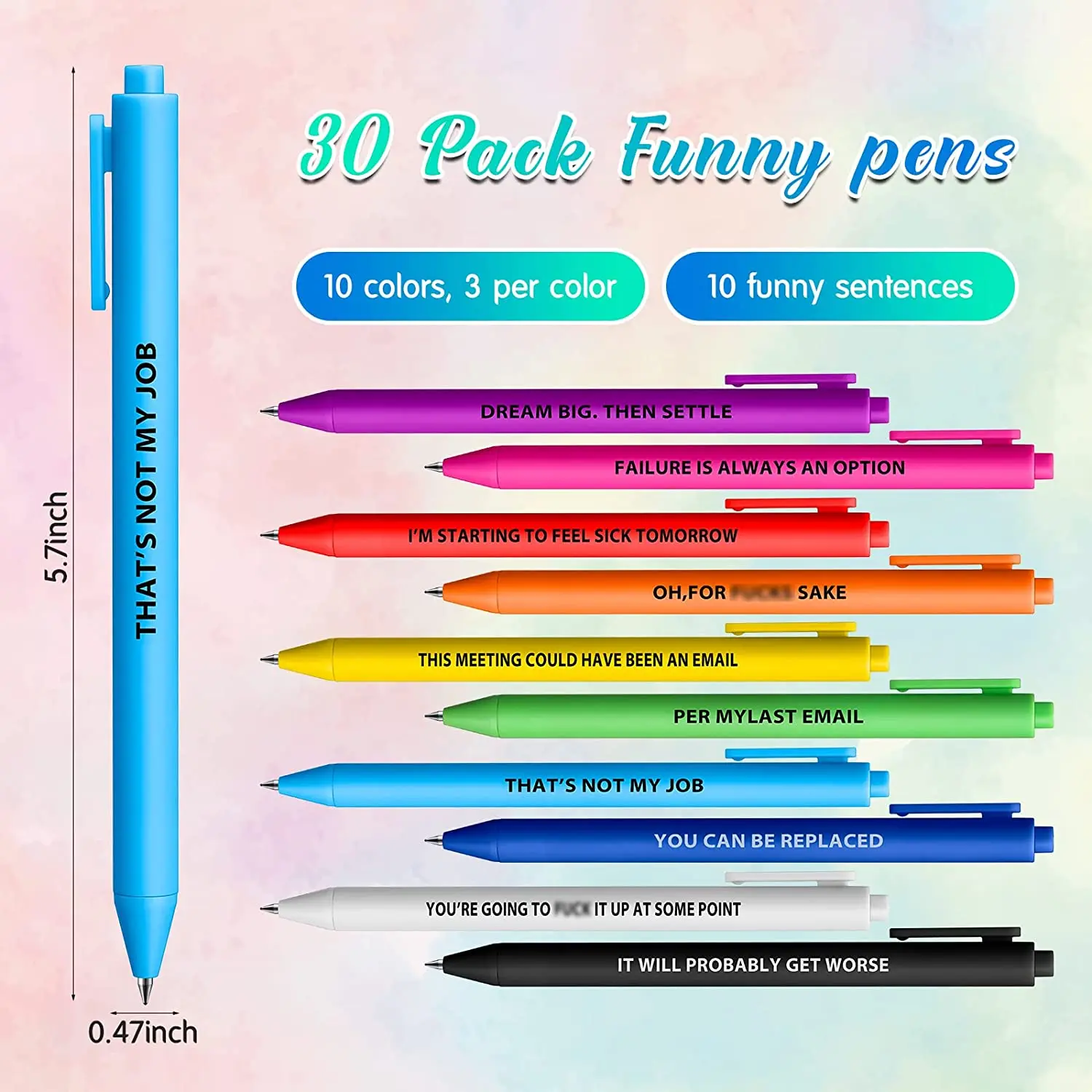 Funny Ballpoint Pens Colorful Demotivational Plastic Pen Black Ink Gel Pens for Students Coworkers School Office Supplies