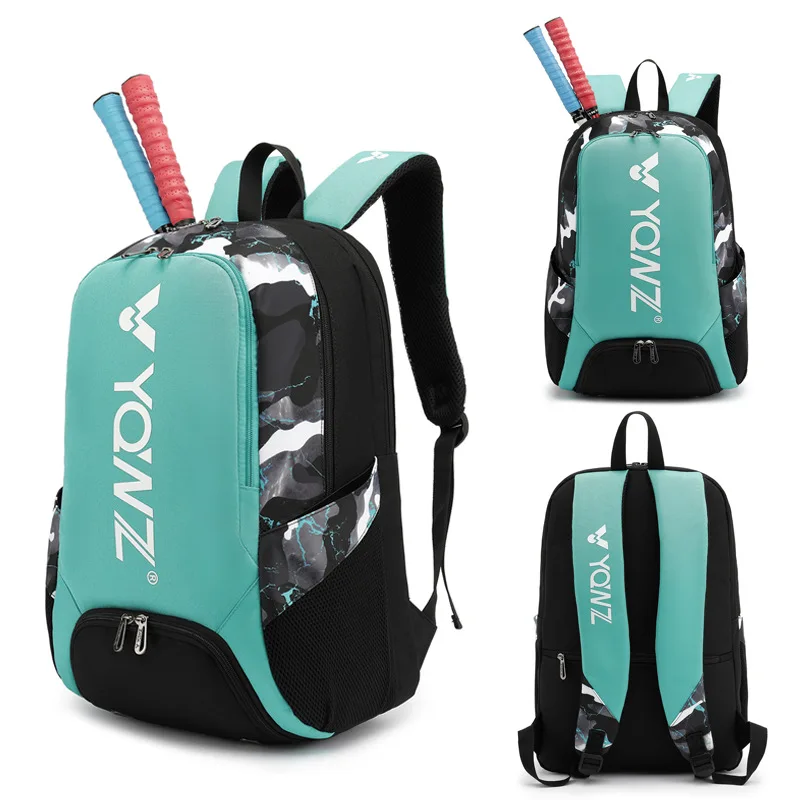 Large Nylon Tennis Backpack for Men and Women Holds 2 Rackets with Separate Shoe Space for Pickleball Badminton Paddle