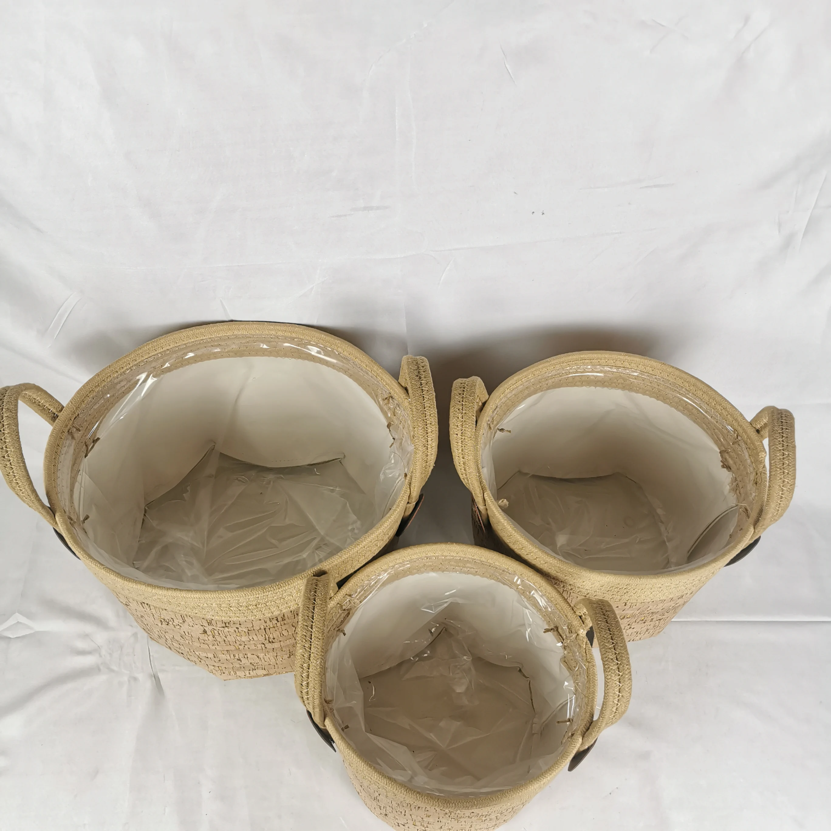 Wood skin handmade storage baskets flower vase for home decor