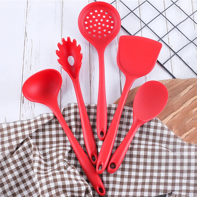 Silicone kitchen utensils five-piece set high temperature resistant spatula spoon non-stick cooking kitchen tools