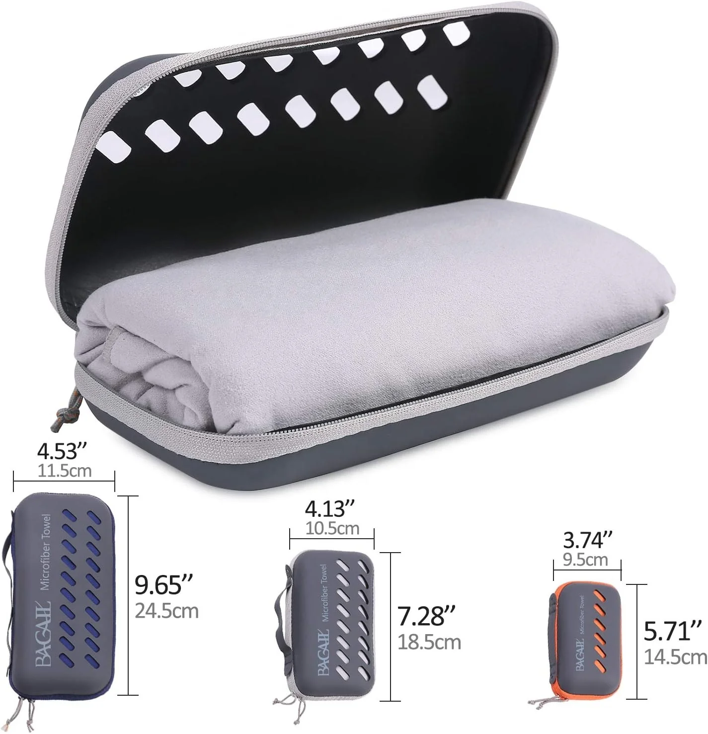 Custom Light Weight Quick Drying Microfiber Towel Portable Travel Towel Outdoor Camping Gym Towel With Silicone Case