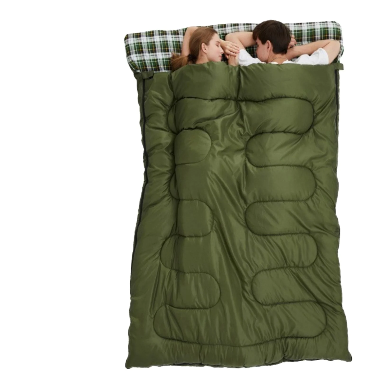 Three-person double parent-child family couple sleeping bag can be spliced outdoor waterproof portable sleeping bag
