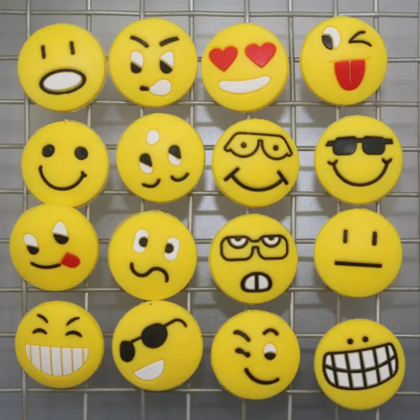 Factory whole sale Silicon funny tennis racket tennis vibration dampeners emoticon tennis vibration absorber rubber vibrators