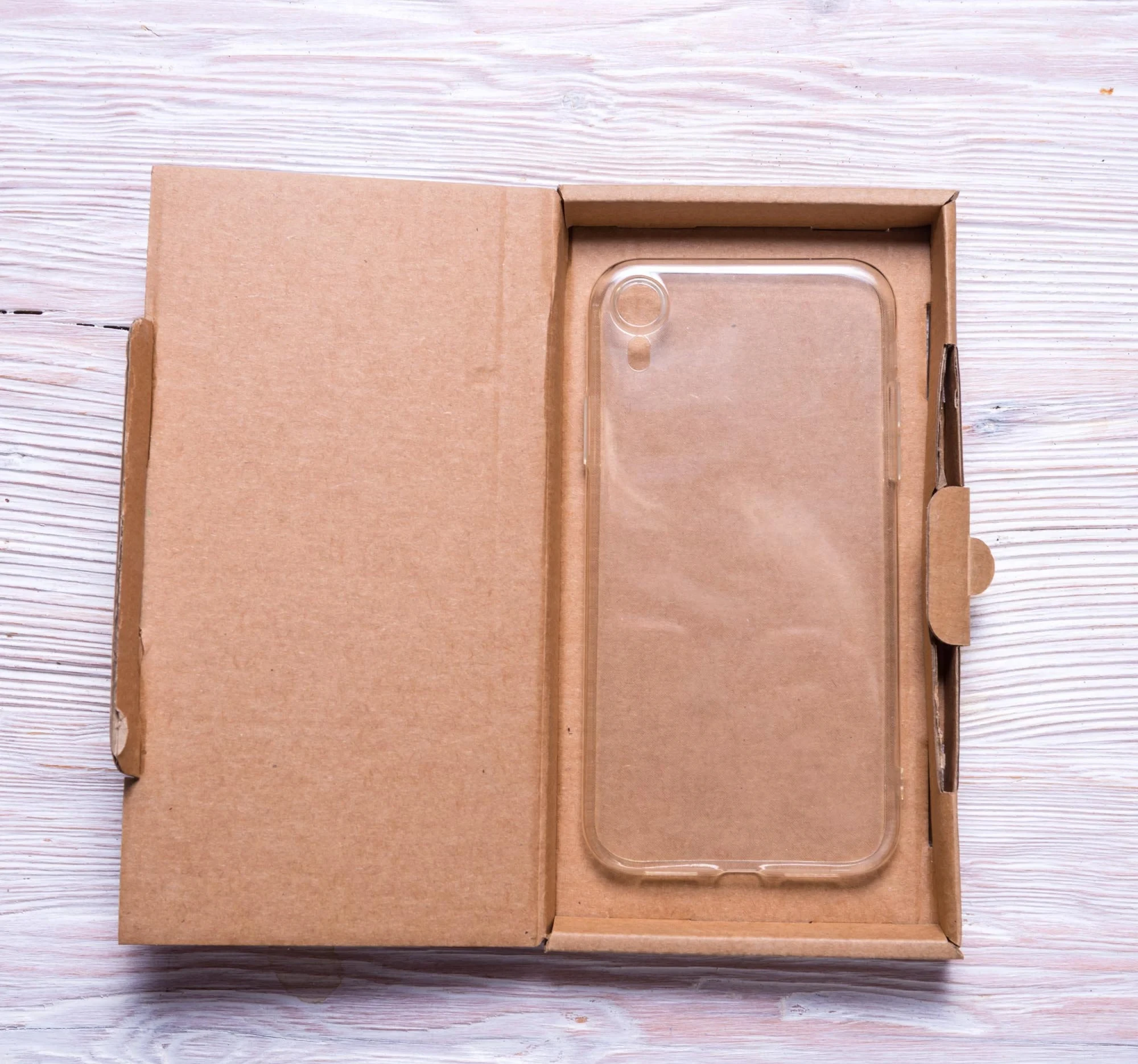 Wholesale Cardboard Brown Carton Smartphone Cover Mailer Paper Box Folded Kraft Cell Phone Case Packaging Box Custom Logo