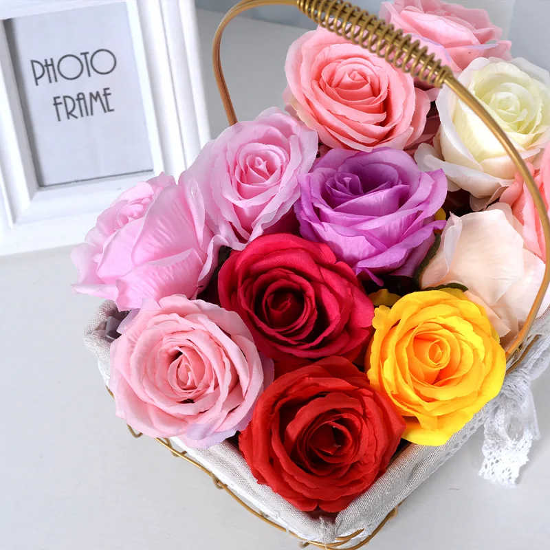 Manufacturer Wholesale 10 Cm Bulk High Quality Flower Head Silk Artificial Rose For Wedding Car Background Wall Arch Decoration