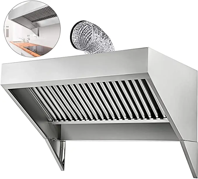 4x30x20 inch Stainless Steel Concession Hood Vent, Commercial Hood Vent Includes Baffle Hood Filter Grease Groove Fume Pipe