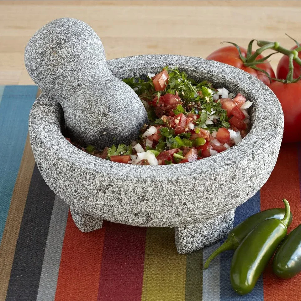 Spice & Pepper grinder 8-inch / 20 cm Natural Granite mortar and pestle sets with three legs