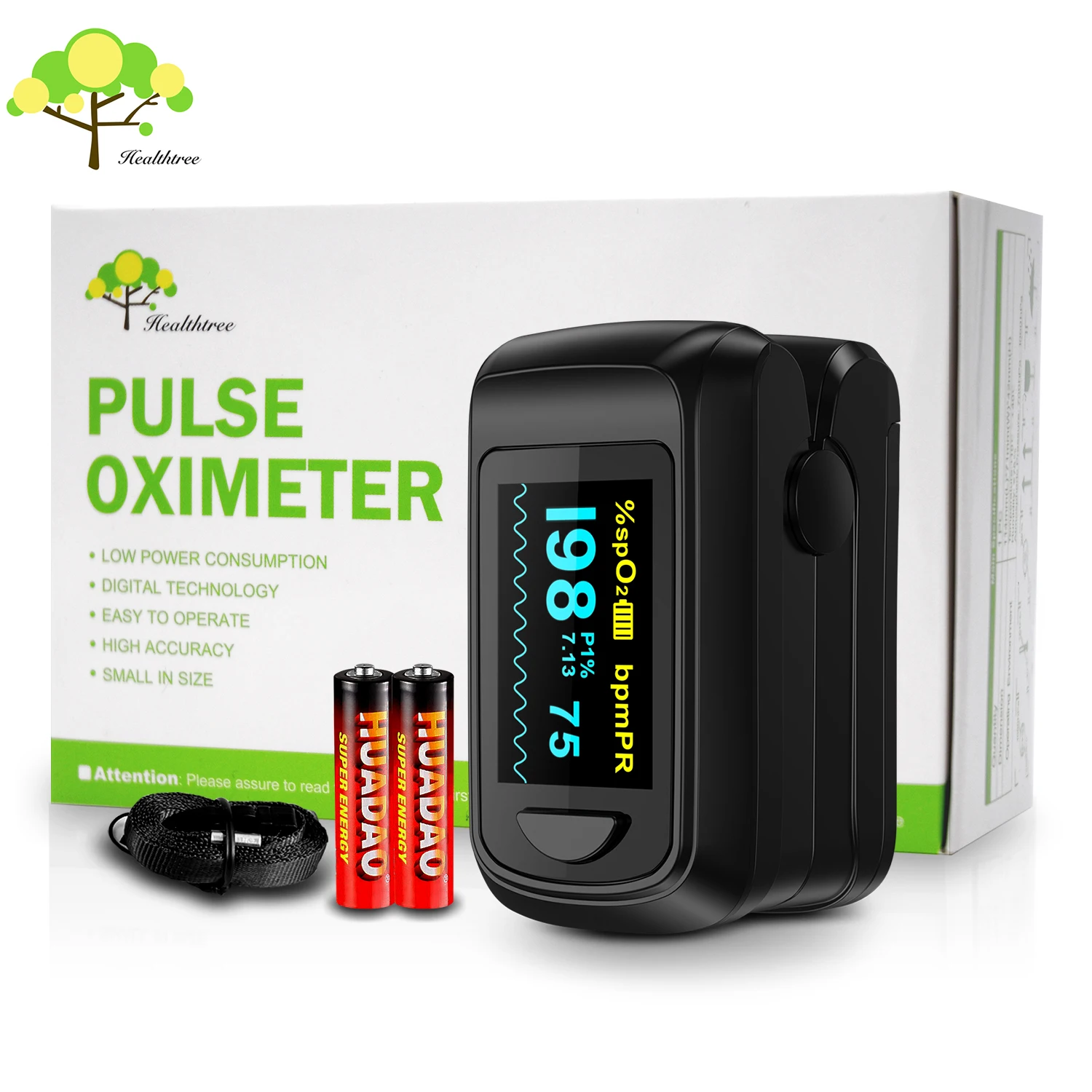 Modern High Sensitivity Smart Black Household Pulse Oximeter