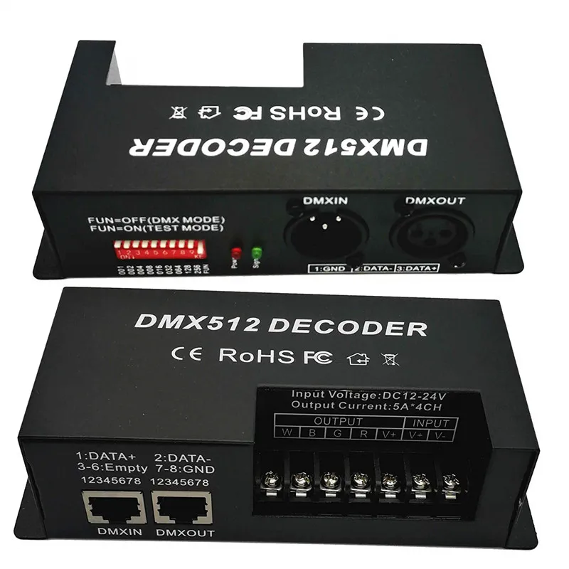 4 канала DMX декодер RGBW PWM DMX512 диммер драйвер Светодиодная лента с usb-питанием контроллер входное напряжение 12V-24V DC