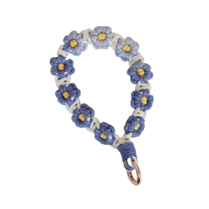 Braided Boho Macrame Keychain Wristlet Gradient Ramp Weave Exquisite Keyring Holder Bracelet Handmade Wrist Lanyard for Women