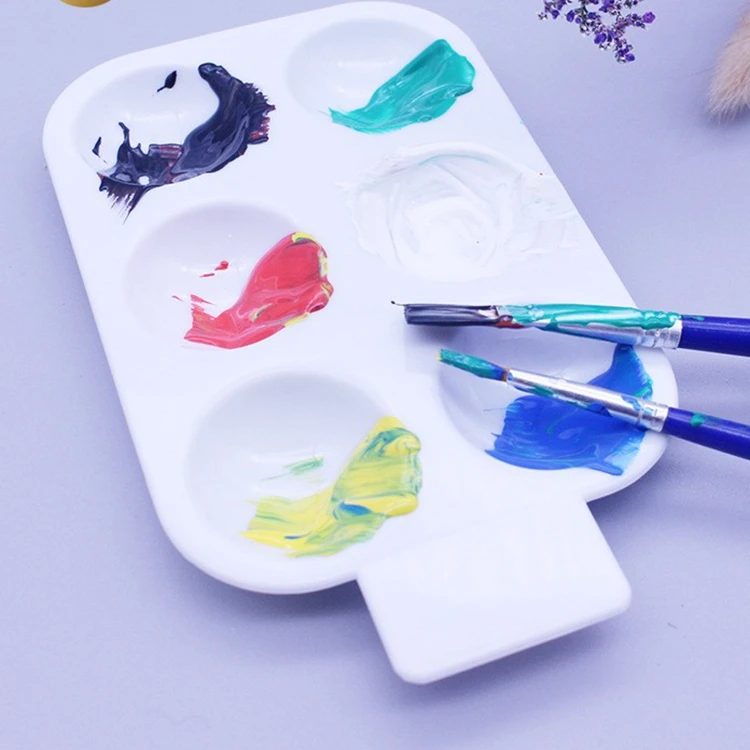6 Holes Design Plastic Paint Drawing Tray For Gouache Watercolor Acrylic Oil Painting Palette