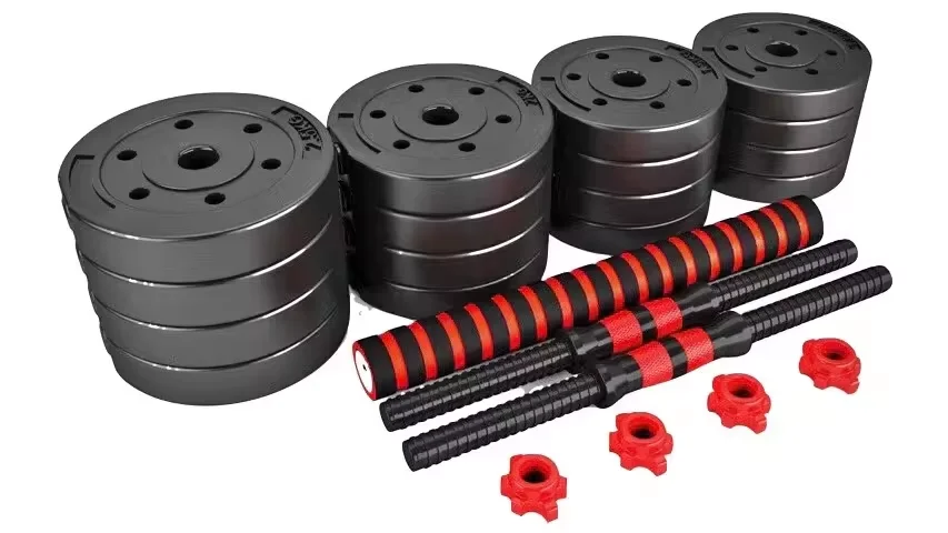 Gym Training Dumbbell Set Bodybuilding 6 In 1 Rubber-covered Barbell Kettlebell Multifunctional Adjustable Dumbbell Set