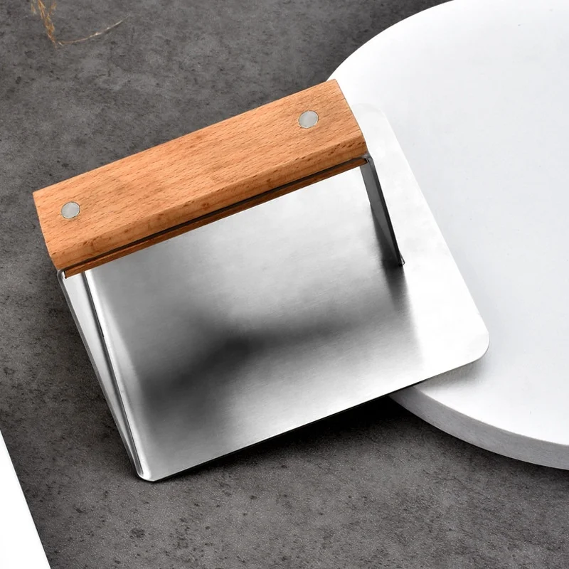 Wood Handle Patty Burger Maker Customized Logo Flat Bottom Stainless Steel Burger Press for BBQ Grill Accessories